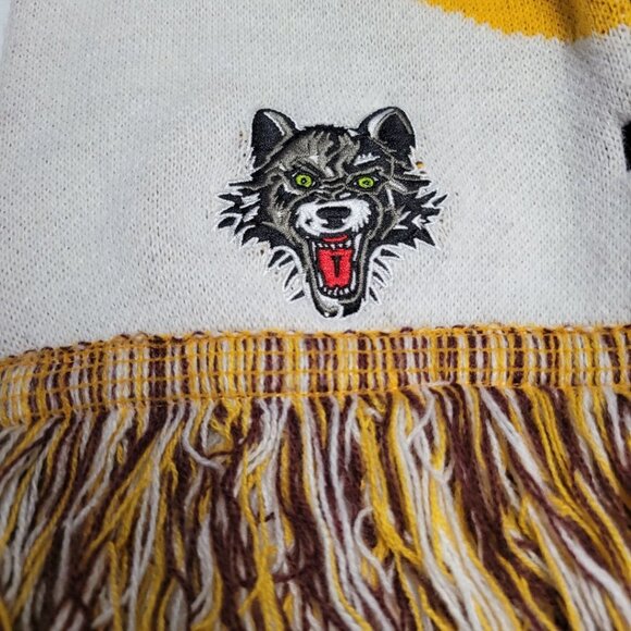 Chicago Wolves Hockey Scarf Red Yellow Winter Warm Fan Apparel - Picture 3 of 9